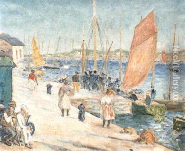 Port De Peche Des Martigues Oil Painting - Julien Gustave Gagliardini