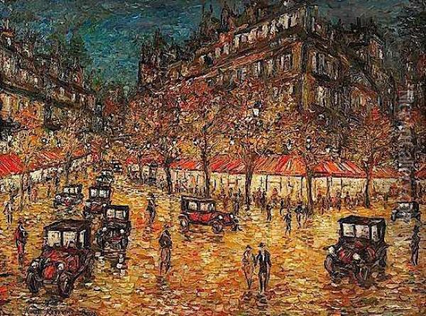 Paris, Scene De Rue La Nuit Oil Painting - Konstantin Alexeievitch Korovin