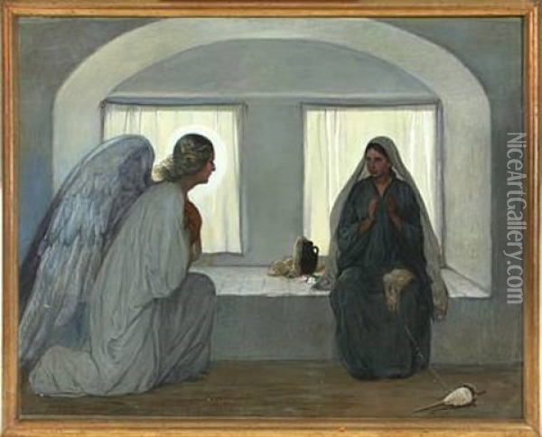 The Annunciation Of The Virgin Mary Oil Painting - Axel Theofilus Helsted