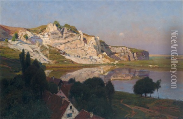 Landschaft Bei Walkenried Im Sudharz Oil Painting - Konrad Ludwig Lessing