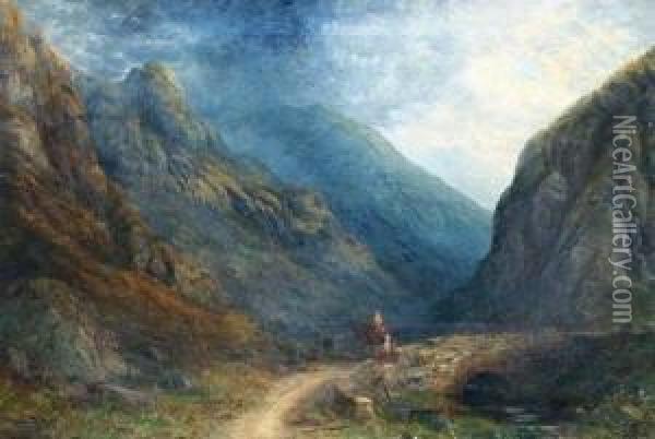 In The Pass Of Llanberis, Wales Oil Painting - Sydney Herbert