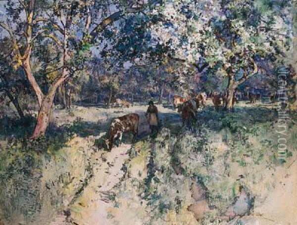 The Cowherd Oil Painting - James Douglas