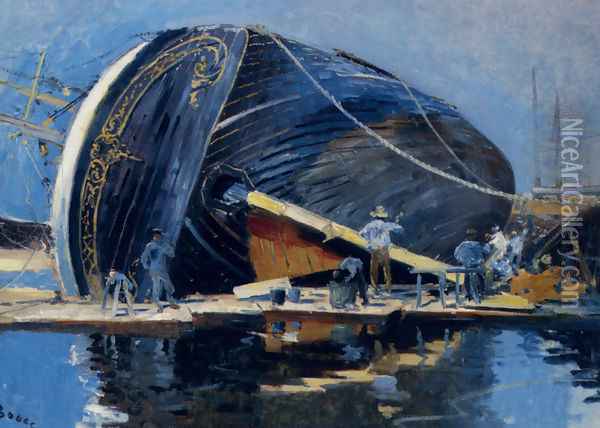 The Ship Builders Oil Painting - Frank Myers Boggs