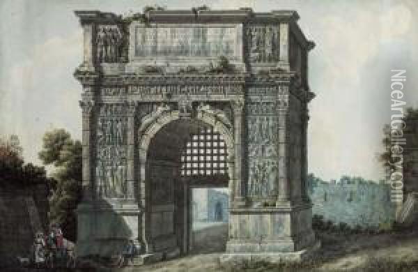 The Arch Of Trajan Oil Painting - Simone Pomardi