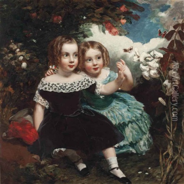 The Young Lepidopterists Oil Painting - James Sant