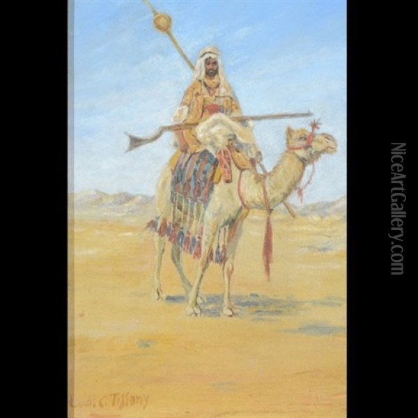 Arab Bedouin & Camel In Desert Oil Painting - Louis Comfort Tiffany