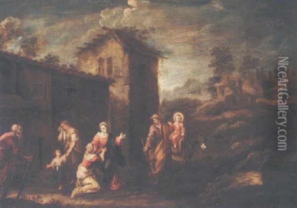 The Departure Of The Flight Into Egypt Oil Painting - Francisco Antolinez