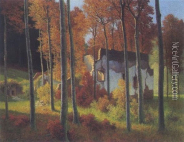 Ruine Im Herbstlichen Wienerwald Oil Painting - Karl Ritter Von Geist
