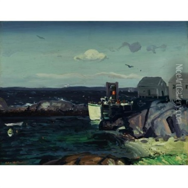 Boat Landing Oil Painting - George Bellows