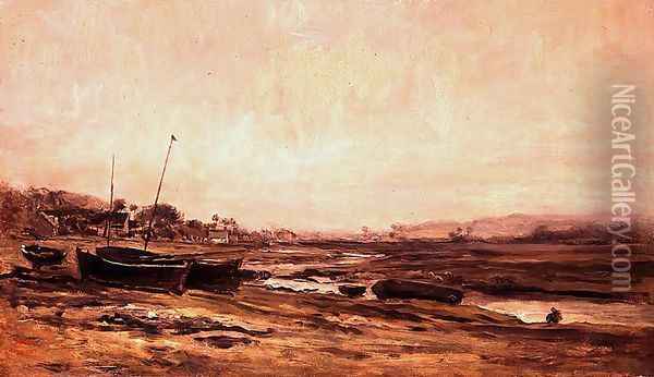 Fishing Boats Oil Painting - Charles-Francois Daubigny