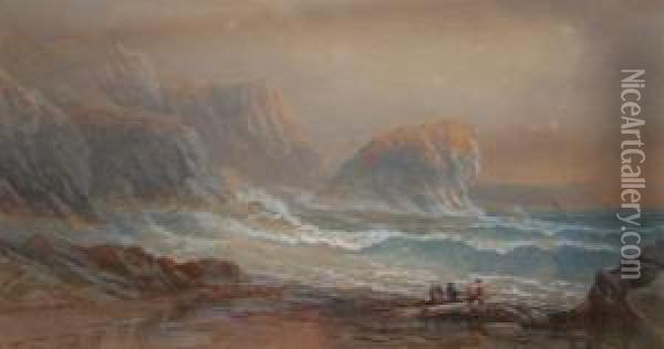 A Cornish Cove Oil Painting - Thomas Hart