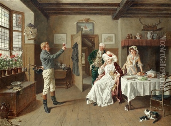 The Toast Oil Painting - Talbot Hughes