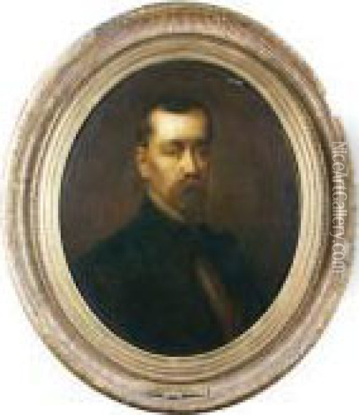 Portrait De Jean-baptiste Carpeaux Oil Painting - Adolphe Joseph Th. Monticelli