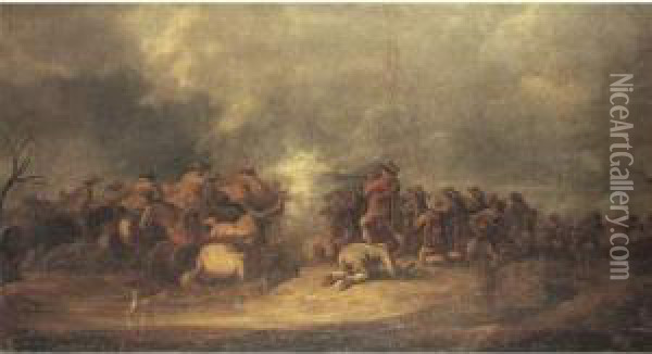 Charge De Cavalerie Oil Painting - Benjamin Gerritsz. Cuyp