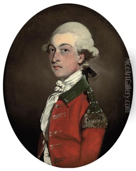 Portrait Of Captain Drake, In Military Dress Oil Painting - John Downman