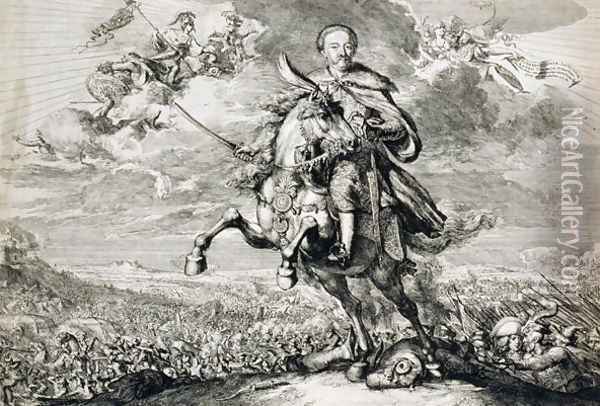 Glorification of John Sobieski III 1629-96bat the battle of Chocim Oil Painting - Romeyn de Hooghe