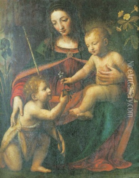 La Vierge A L'enfant Avec Saint Jean Baptiste Oil Painting - Bernardino Luini