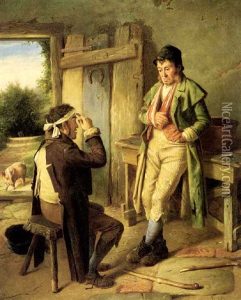 After Donnybrook Fair Oil Painting - Charles Hunt the Younger