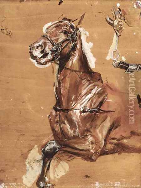 A study of a bridled horse Oil Painting - Jean-Louis-Ernest Meissonier