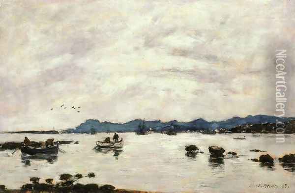 The Bay and the Mountains of L'Esterel, Golfe-Juan Oil Painting - Eugene Boudin