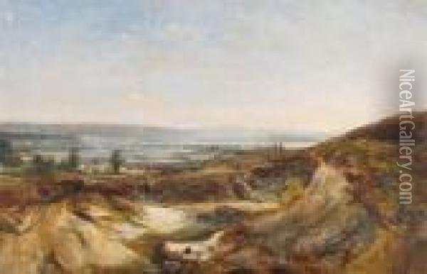 Figures In An Extensive Landscape Oil Painting - Edmund John Niemann, Snr.