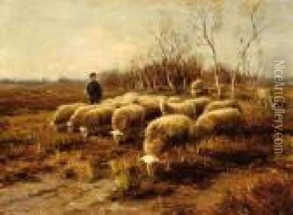 Shepherd With His Flock Oil Painting - Fedor Van Kregten