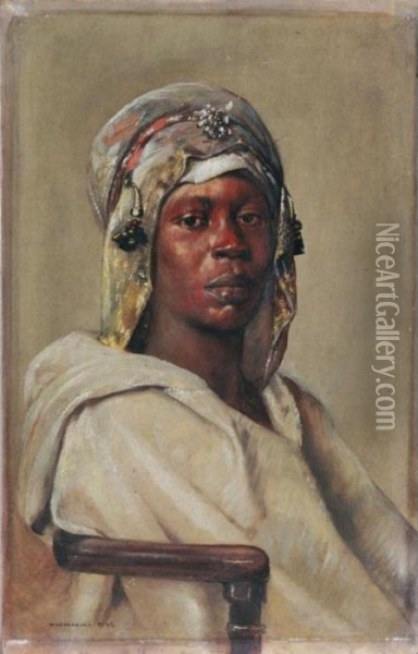 African Woman Oil Painting - Gyula Tornai