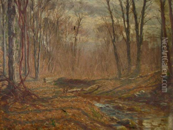 Fall Landscape With Trees And Stream Oil Painting - Hal Robinson