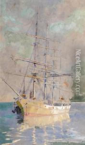 Ship At Port Oil Painting - Charles Ephraim S. Tindall