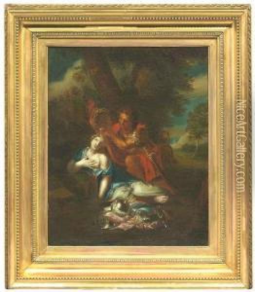 Italy, 18th Ct. Tancredi And Clorinda Oil Painting - A. Tancredi