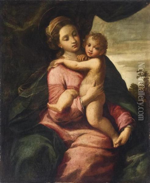 Madonna Col Bambino Oil Painting - Ippolito Scarsella (see Scarsellino)