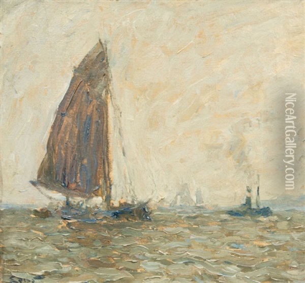 Segelschiffe Und Schlepper Oil Painting - Henning Edens