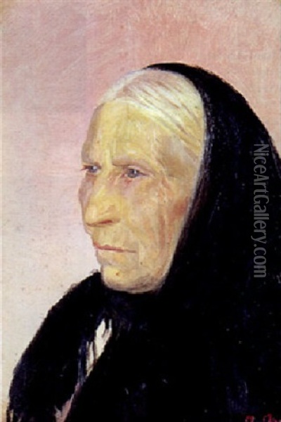 Skagenskone Med Sort Sjal Oil Painting - Anna Kirstine Ancher