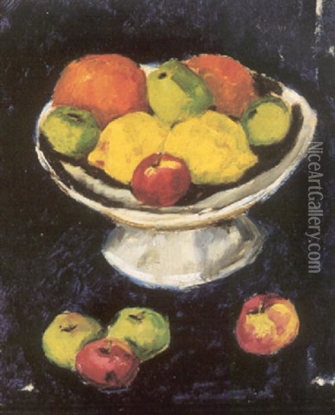 Oranges, Apples And Lemons In A Bowl Oil Painting - Marsden Hartley