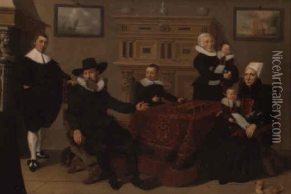Portrait De Famille Dans Un Interieur Hollandais Oil Painting - Pieter Jacobs Codde