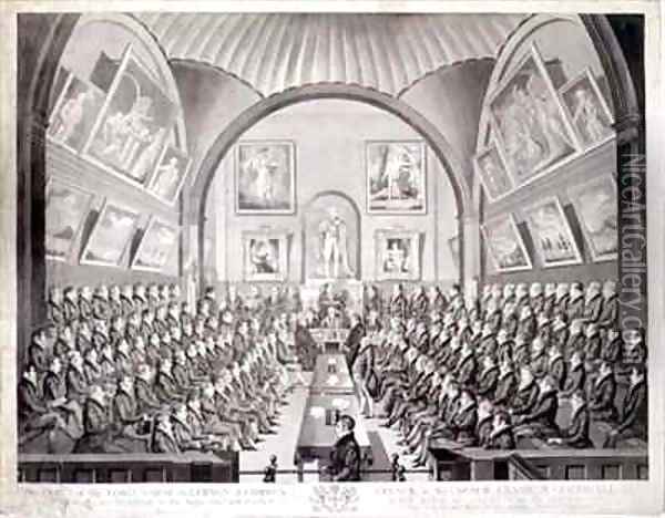 The Lord Mayor Aldermen and Common Council in the Council Chamber Guildhall London Oil Painting - Richard Dighton