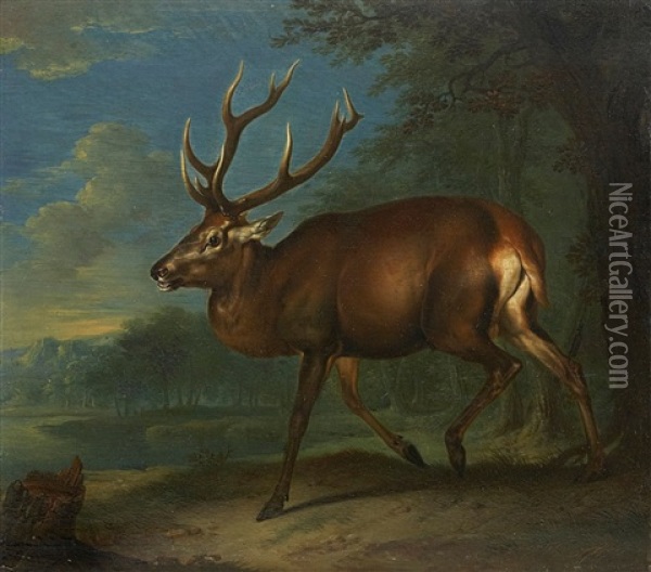Zwolfender Am Waldrand Oil Painting - Johann Elias Ridinger