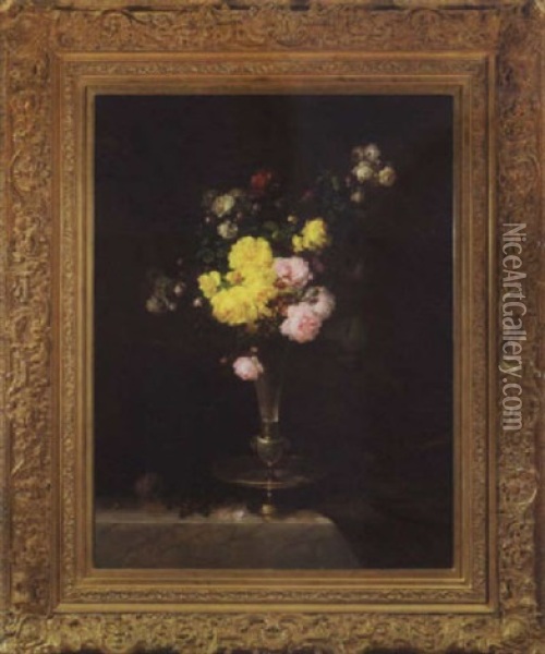 Floral Still Life Oil Painting - Andre Perrachon