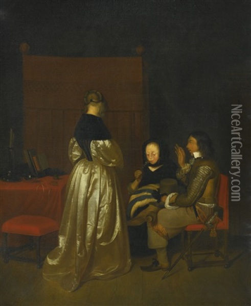 The Satin Gown Oil Painting - Gerard ter Borch the Younger