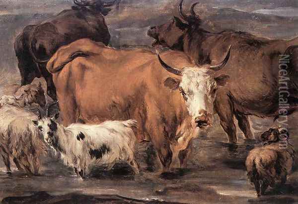 Animal Study Oil Painting - Nicolaes Berchem