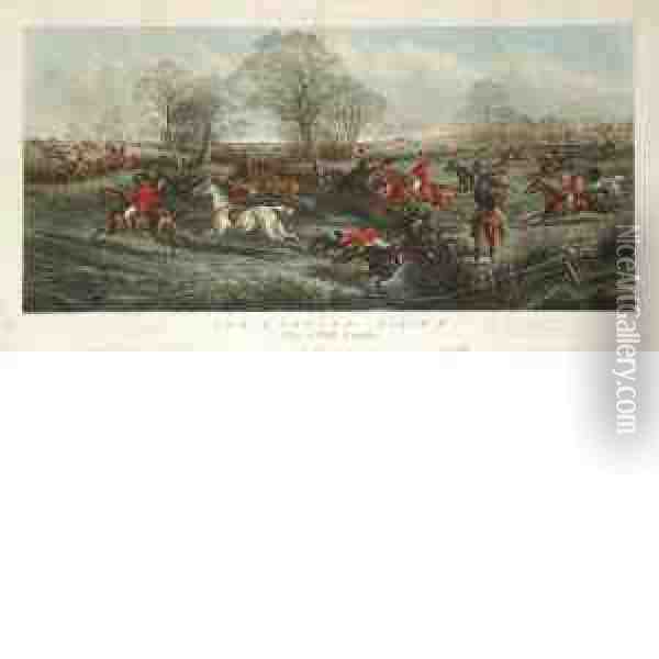 Fox-hunting, Plate 3: Over A Stiff Country Oil Painting - John Sturgess