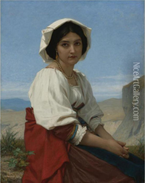Italian Girl Oil Painting - Hugues Merle