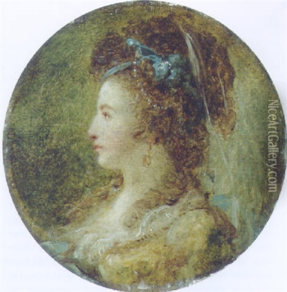 Portrait Of A Lady Oil Painting - Augustin de Saint-Aubin