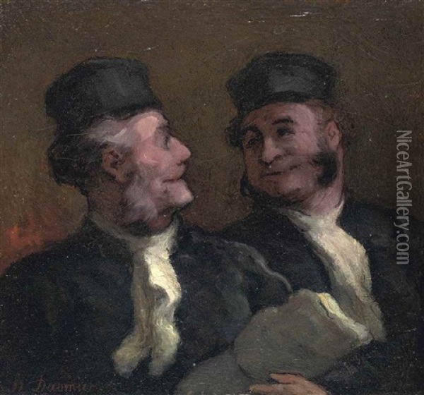 Les Avocats (les Deux Confreres) Oil Painting - Honore Daumier