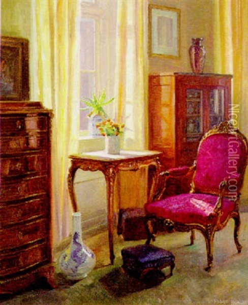 A Drawing Room Interior Oil Painting - Robert Panitzsch