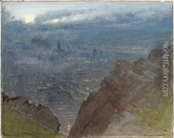 Edinburgh From Salisbury Crags Oil Painting - Albert Goodwin