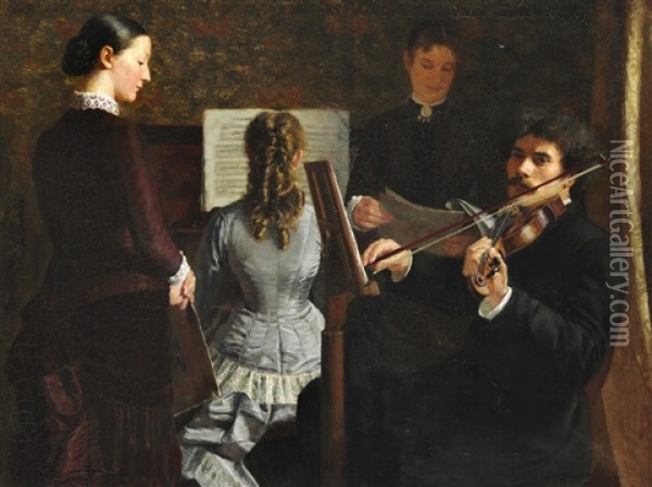 The Music Audition Oil Painting - Malthe Odin Engelstedt