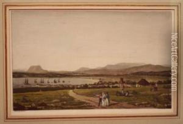 Vue De La Ville De Frejus Et Du Port De St Raphael Oil Painting - Ambroise-Louis Garneray