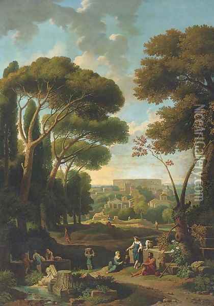 A classical landscape with a view of Rome Oil Painting - Jan Frans Van Bloemen (Orizzonte)