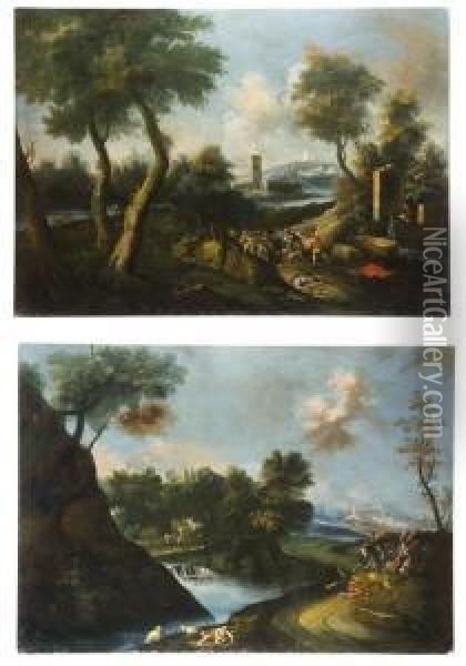 Paesaggi Con Caccia Oil Painting - Tommaso Porta